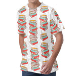 Pile Of Reading Books Pattern Print Men's Velvet T-Shirt