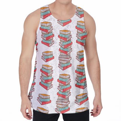 Pile Of Reading Books Pattern Print Men's Velvet Tank Top