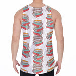 Pile Of Reading Books Pattern Print Men's Velvet Tank Top