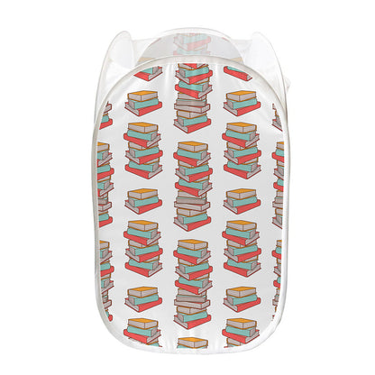 Pile Of Reading Books Pattern Print Mesh Laundry Hamper
