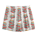 Pile Of Reading Books Pattern Print Mesh Shorts