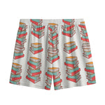 Pile Of Reading Books Pattern Print Mesh Shorts