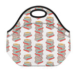 Pile Of Reading Books Pattern Print Neoprene Lunch Bag