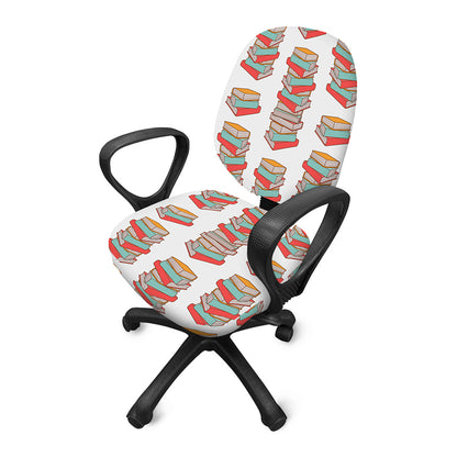 Pile Of Reading Books Pattern Print Office Chair Cover