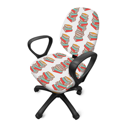 Pile Of Reading Books Pattern Print Office Chair Cover