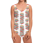 Pile Of Reading Books Pattern Print One Piece Swimsuit