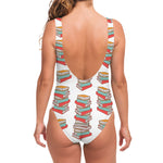Pile Of Reading Books Pattern Print One Piece Swimsuit