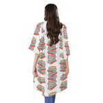 Pile Of Reading Books Pattern Print Open Front Beach Cover Up