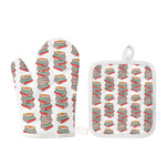 Pile Of Reading Books Pattern Print Oven Mitt And Pot Holder Set