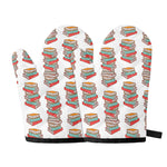 Pile Of Reading Books Pattern Print Oven Mitts