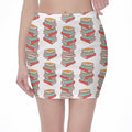 Pile Of Reading Books Pattern Print Pencil Mini Skirt