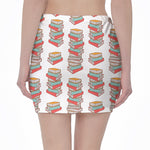 Pile Of Reading Books Pattern Print Pencil Mini Skirt