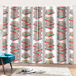 Pile Of Reading Books Pattern Print Pencil Pleat Curtains