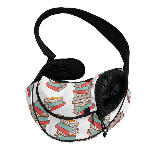 Pile Of Reading Books Pattern Print Pet Sling Carrier