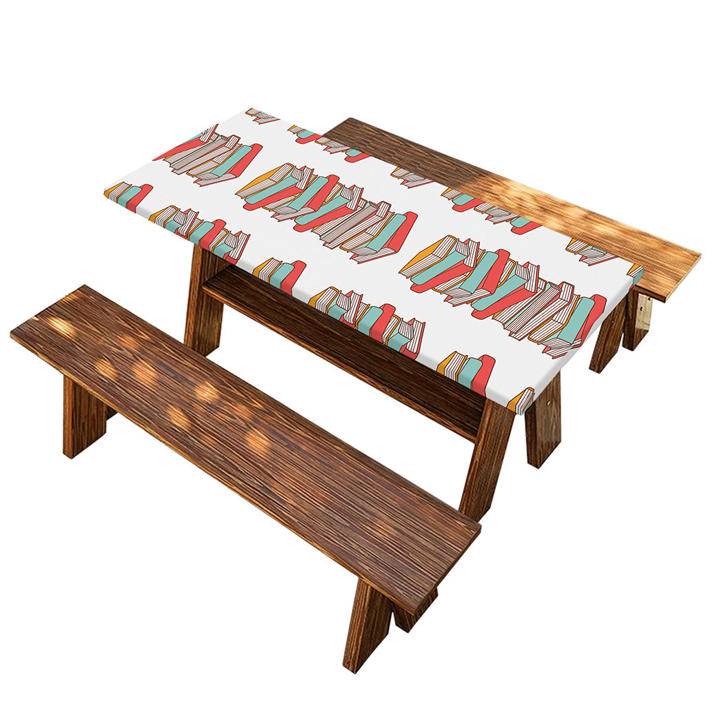 Pile Of Reading Books Pattern Print Picnic Table Cover