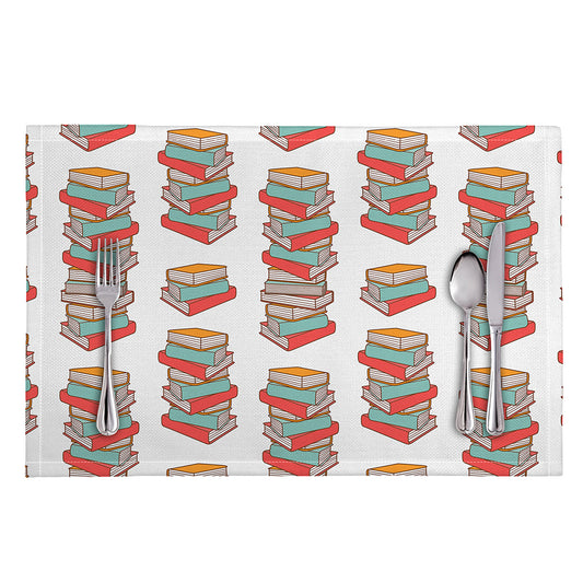 Pile Of Reading Books Pattern Print Placemat