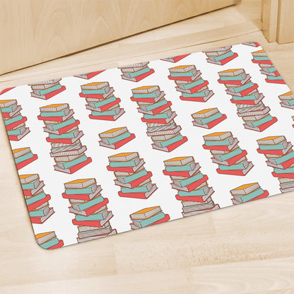Pile Of Reading Books Pattern Print Polyester Doormat