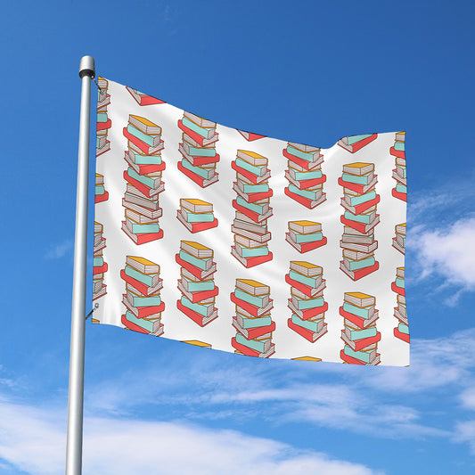 Pile Of Reading Books Pattern Print Polyester Flag