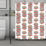 Pile Of Reading Books Pattern Print Polyester Shower Curtain