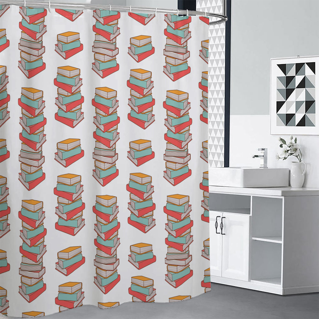Pile Of Reading Books Pattern Print Premium Shower Curtain