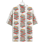 Pile Of Reading Books Pattern Print Rayon Hawaiian Shirt