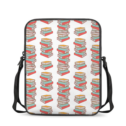 Pile Of Reading Books Pattern Print Rectangular Crossbody Bag