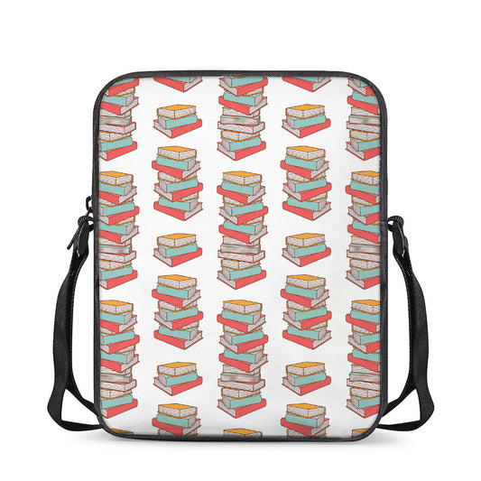 Pile Of Reading Books Pattern Print Rectangular Crossbody Bag