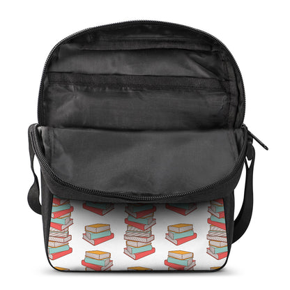 Pile Of Reading Books Pattern Print Rectangular Crossbody Bag