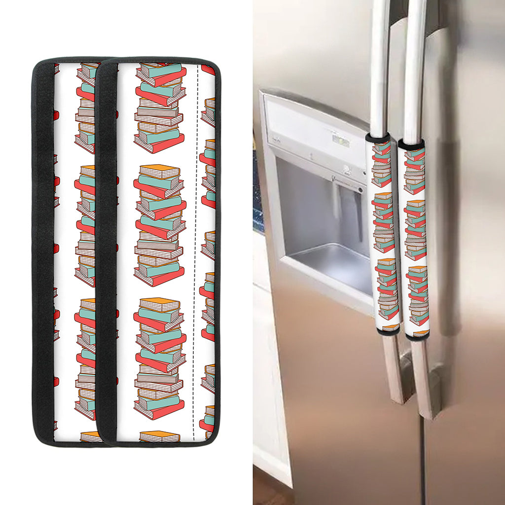 Pile Of Reading Books Pattern Print Refrigerator Handle Covers