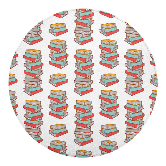 Pile Of Reading Books Pattern Print Round Blanket