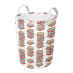 Pile Of Reading Books Pattern Print Round Laundry Basket