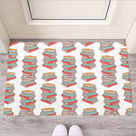 Pile Of Reading Books Pattern Print Rubber Doormat