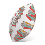 Pile Of Reading Books Pattern Print Rugby Ball