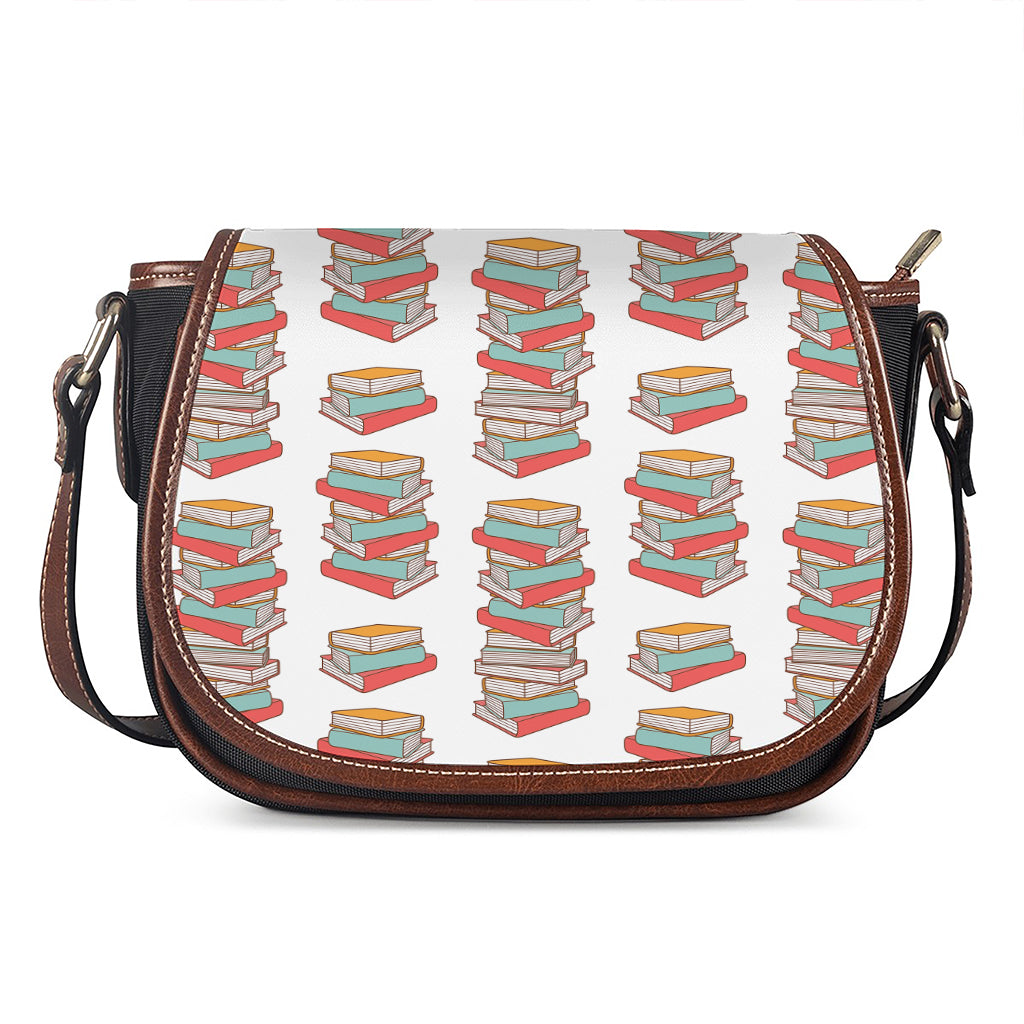 Pile Of Reading Books Pattern Print Saddle Bag
