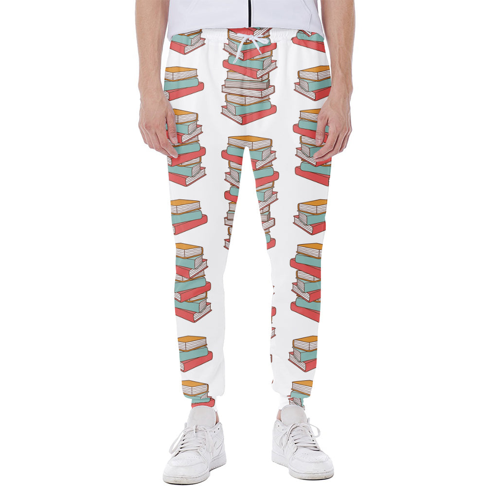 Pile Of Reading Books Pattern Print Scuba Joggers