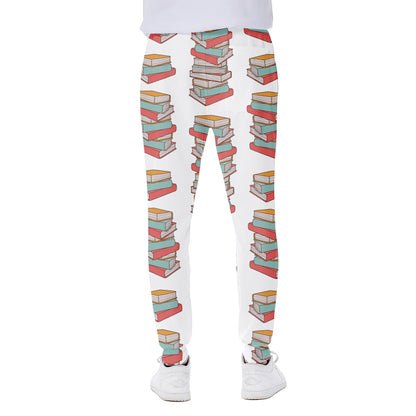 Pile Of Reading Books Pattern Print Scuba Joggers