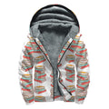 Pile Of Reading Books Pattern Print Sherpa Lined Zip Up Hoodie