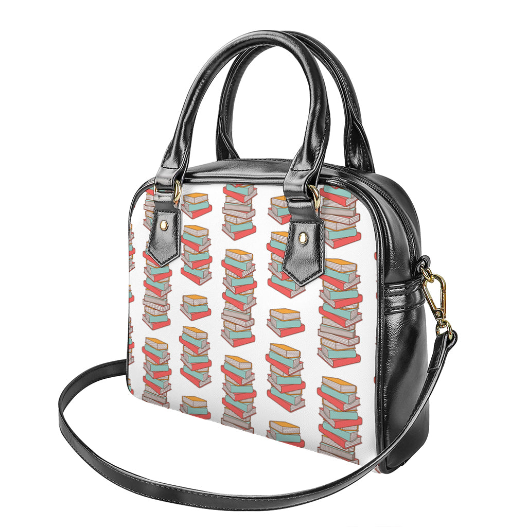 Pile Of Reading Books Pattern Print Shoulder Handbag