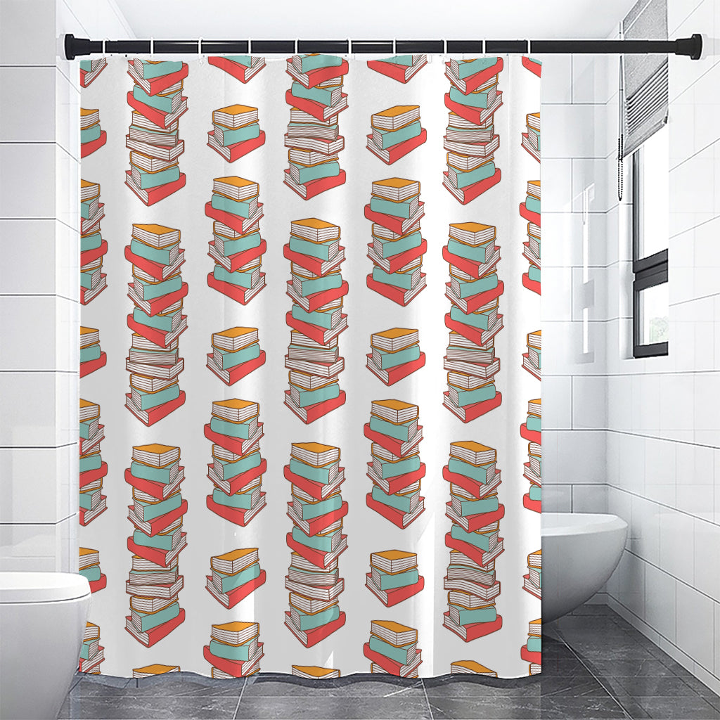 Pile Of Reading Books Pattern Print Shower Curtain