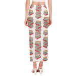 Pile Of Reading Books Pattern Print Side Slit Maxi Skirt