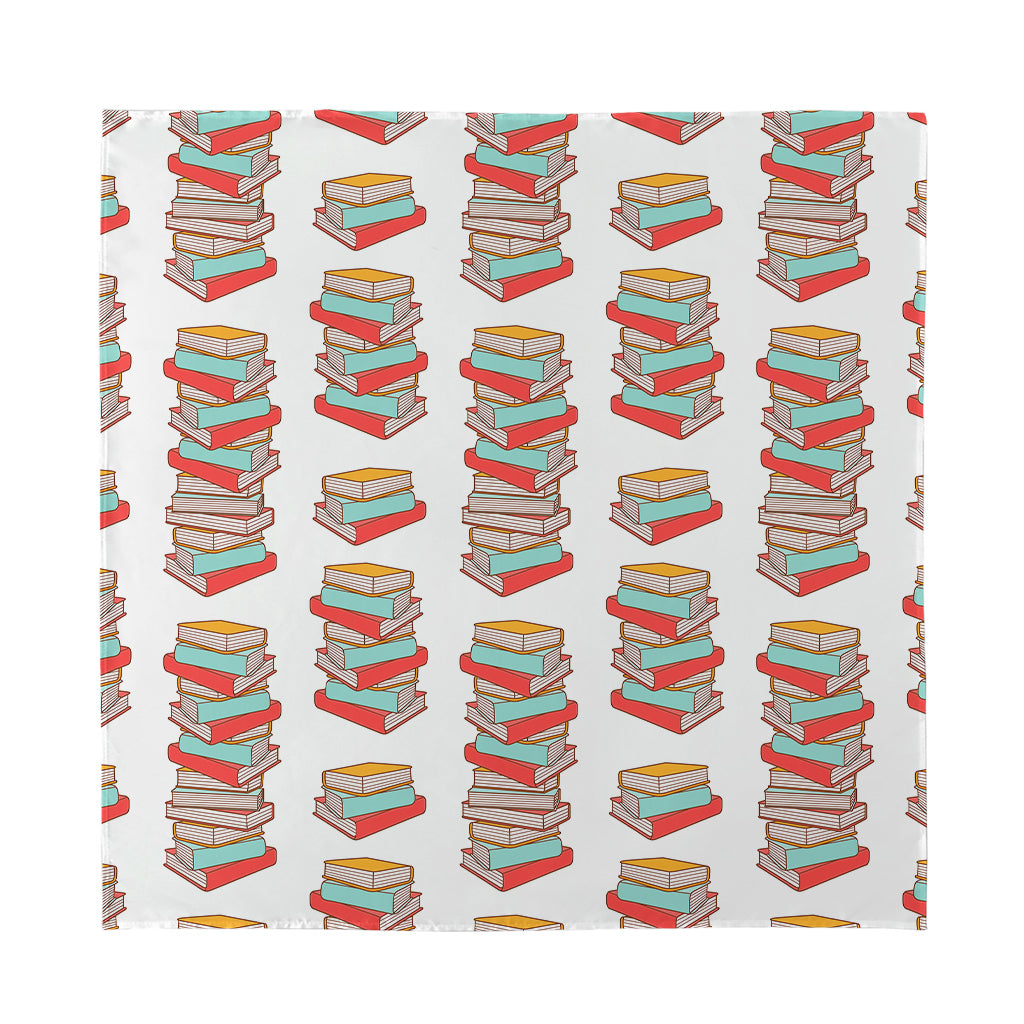 Pile Of Reading Books Pattern Print Silk Bandana