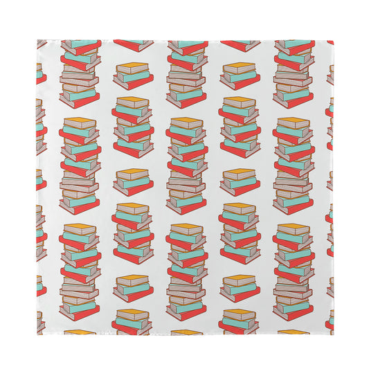 Pile Of Reading Books Pattern Print Silk Bandana