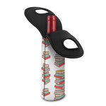 Pile Of Reading Books Pattern Print Single Neoprene Wine Tote