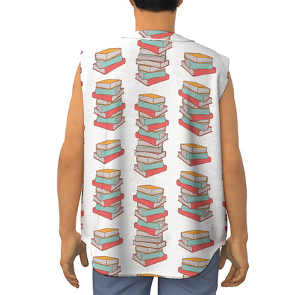 Pile Of Reading Books Pattern Print Sleeveless Baseball Jersey