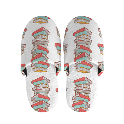 Pile Of Reading Books Pattern Print Slippers