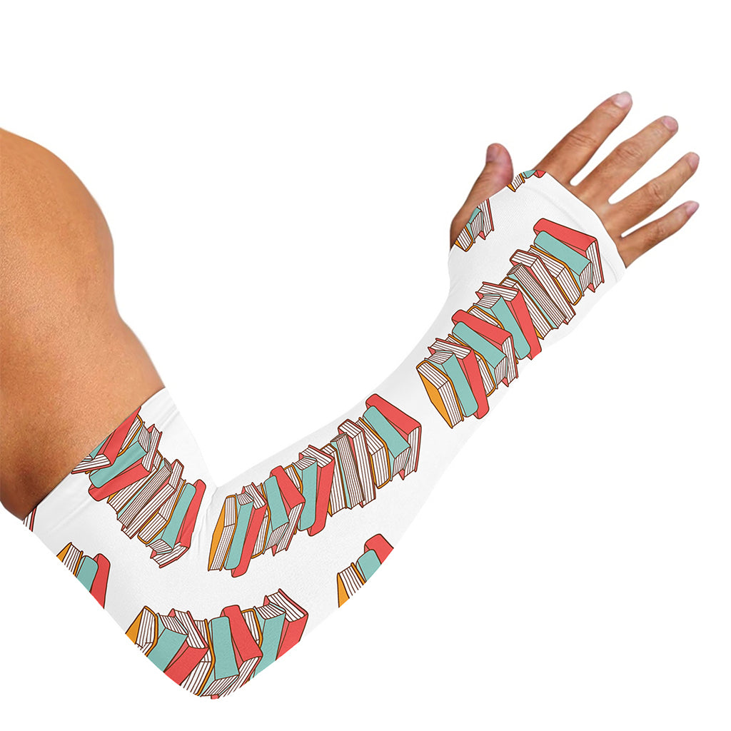 Pile Of Reading Books Pattern Print Sun Protection Arm Sleeves