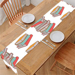 Pile Of Reading Books Pattern Print Table Runner