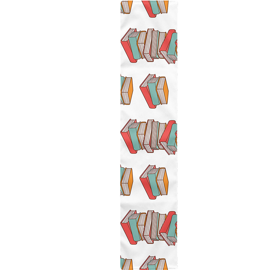 Pile Of Reading Books Pattern Print Table Runner