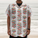 Pile Of Reading Books Pattern Print Textured Short Sleeve Shirt