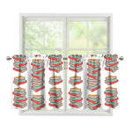 Pile Of Reading Books Pattern Print Tier Curtains
